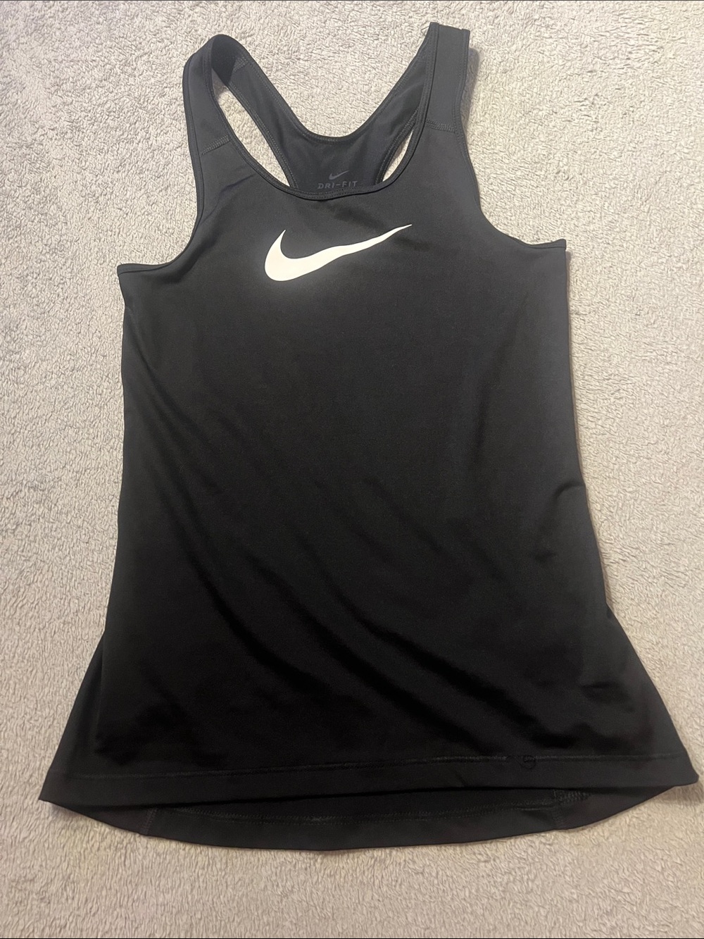 Nike Black Racerback Dri-FIT Tank with White Swoosh